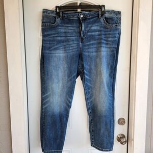 Cece Straight Leg Denim Jeans Womens SZ 24 Dainty Ruffle Pocket Detail Feminine